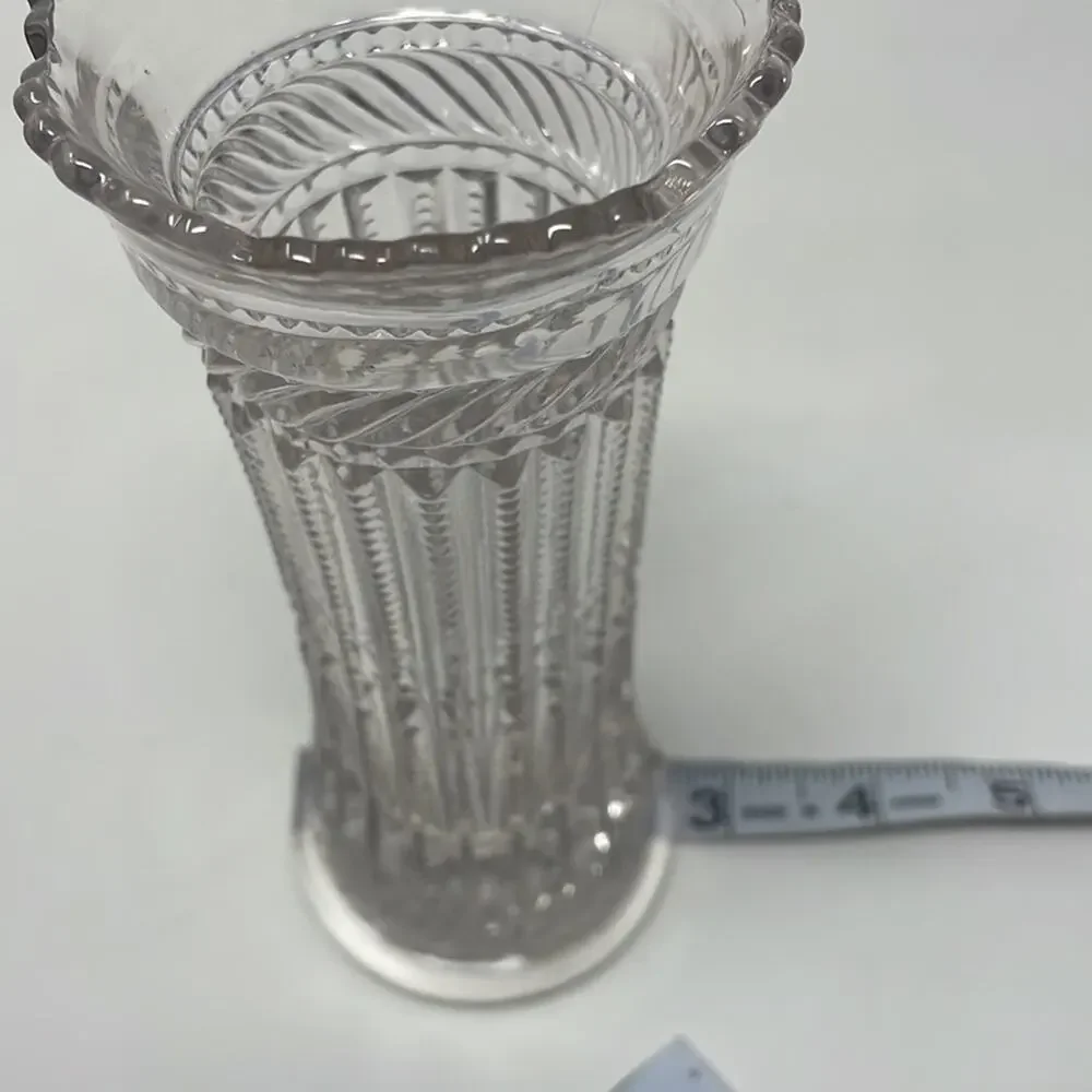 Vintage Early American Pressed Glass Strigil vase Tarentum Glass Co